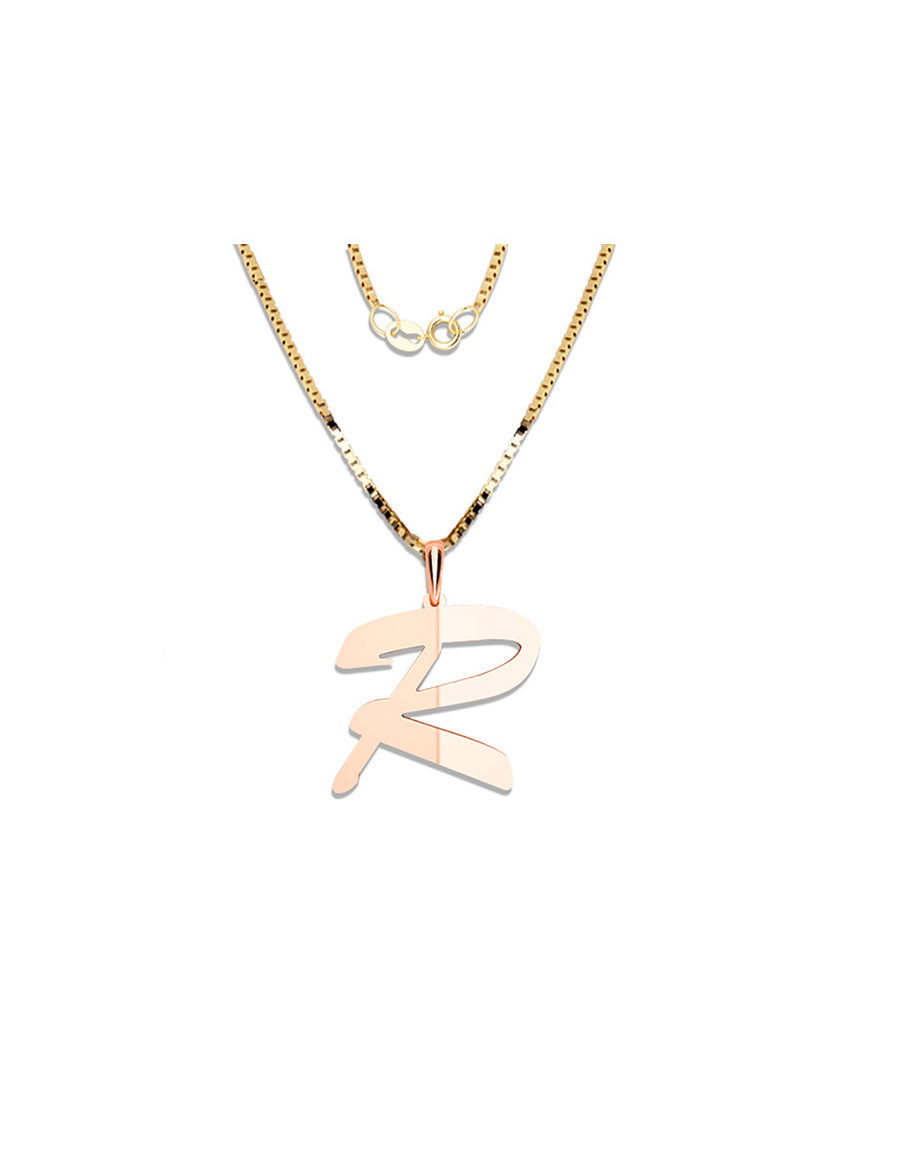 COLGANTE DE INICIAL EN CADENA DE ORO DE 14K