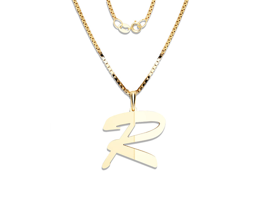 COLGANTE DE INICIAL EN CADENA DE ORO DE 14K
