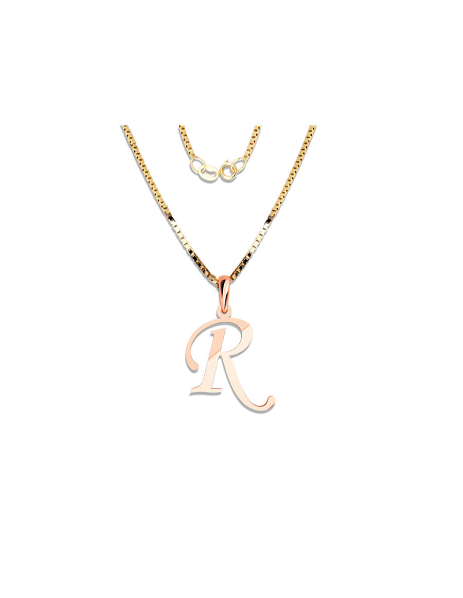 COLGANTE DE INICIAL EN CADENA DE ORO DE 14K