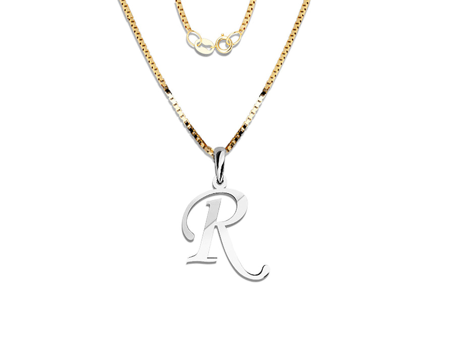 COLGANTE DE INICIAL EN CADENA DE ORO DE 14K