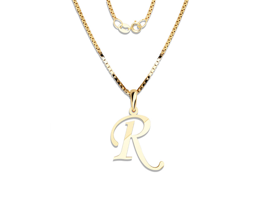 COLGANTE DE INICIAL EN CADENA DE ORO DE 14K