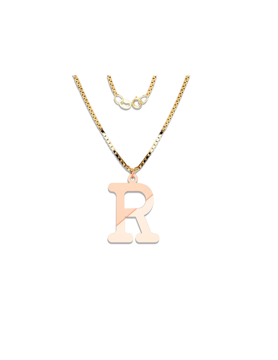 COLGANTE DE INICIAL EN CADENA DE ORO DE 14K