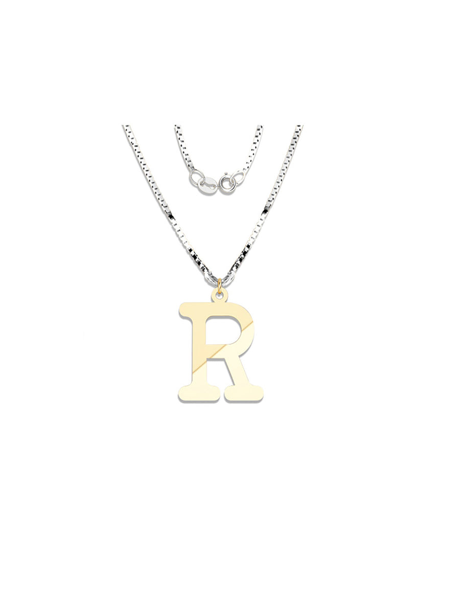 COLGANTE DE INICIAL EN CADENA DE ORO DE 14K