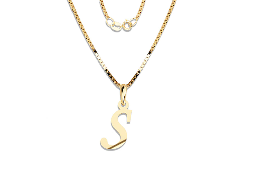 COLGANTE DE INICIAL EN CADENA DE ORO DE 14K