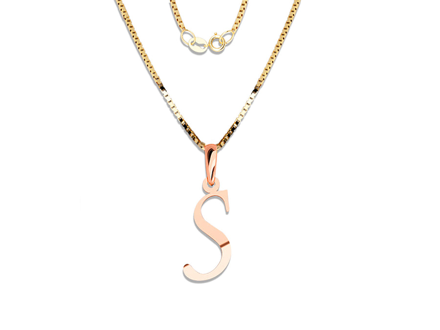 COLGANTE DE INICIAL EN CADENA DE ORO DE 14K