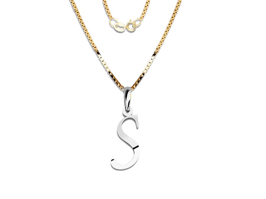 COLGANTE DE INICIAL EN CADENA DE ORO DE 14K
