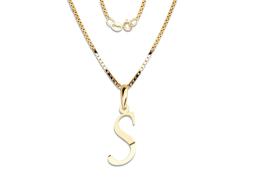 COLGANTE DE INICIAL EN CADENA DE ORO DE 14K