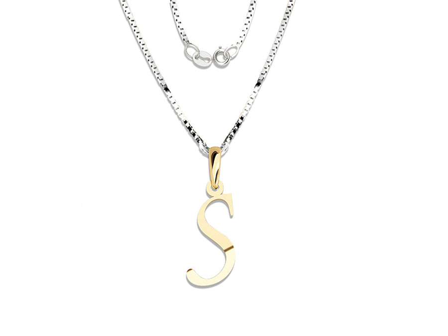 COLGANTE DE INICIAL EN CADENA DE ORO DE 14K
