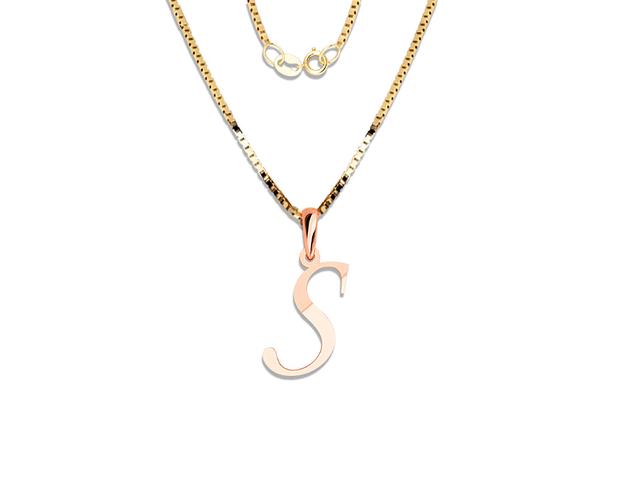COLGANTE DE INICIAL EN CADENA DE ORO DE 14K