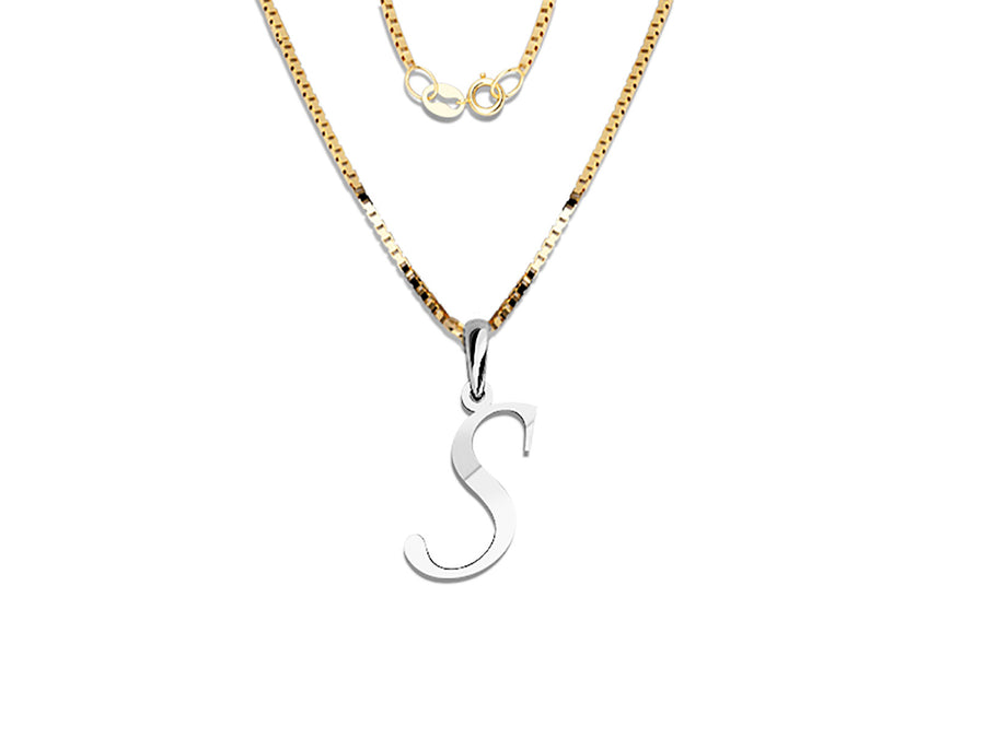COLGANTE DE INICIAL EN CADENA DE ORO DE 14K