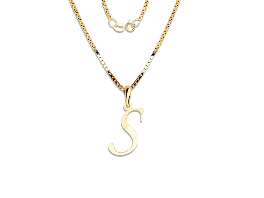 COLGANTE DE INICIAL EN CADENA DE ORO DE 14K