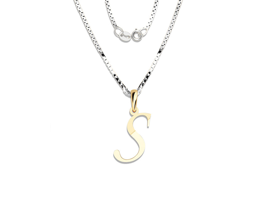 COLGANTE DE INICIAL EN CADENA DE ORO DE 14K