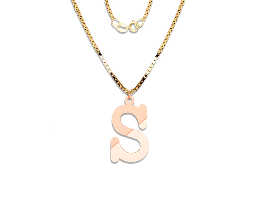 COLGANTE DE INICIAL EN CADENA DE ORO DE 14K