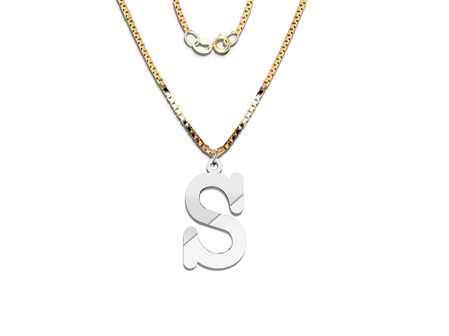 COLGANTE DE INICIAL EN CADENA DE ORO DE 14K