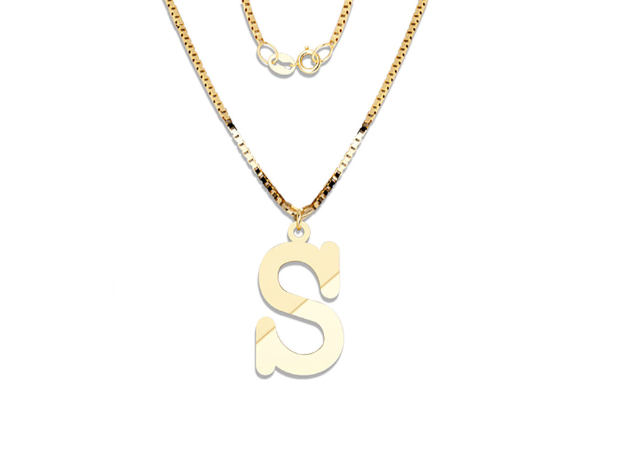 COLGANTE DE INICIAL EN CADENA DE ORO DE 14K