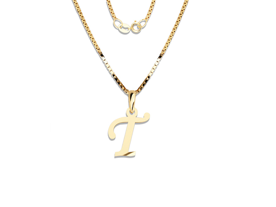 COLGANTE DE INICIAL EN CADENA DE ORO DE 14K