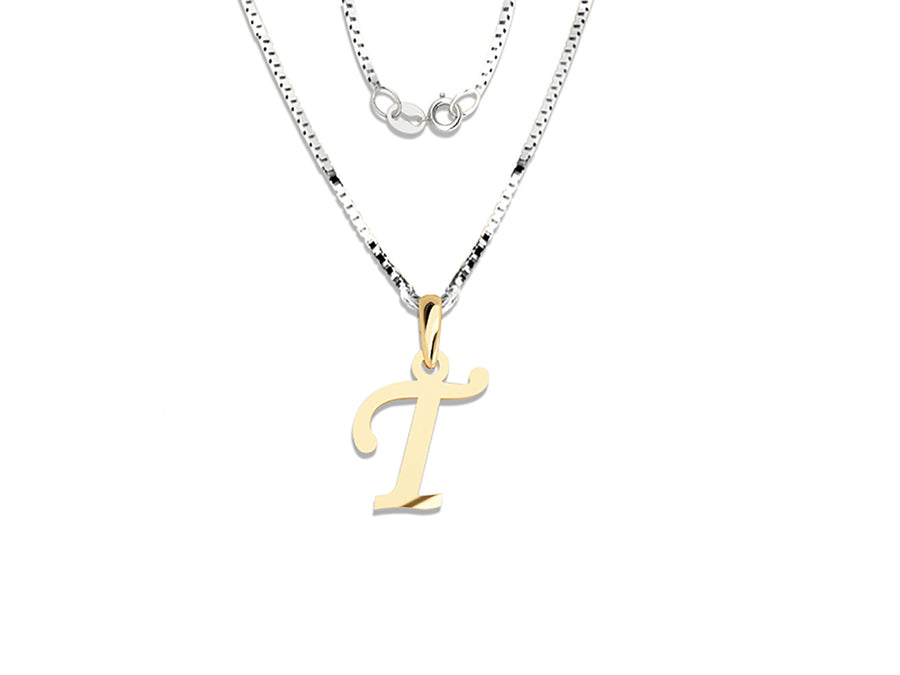 COLGANTE DE INICIAL EN CADENA DE ORO DE 14K