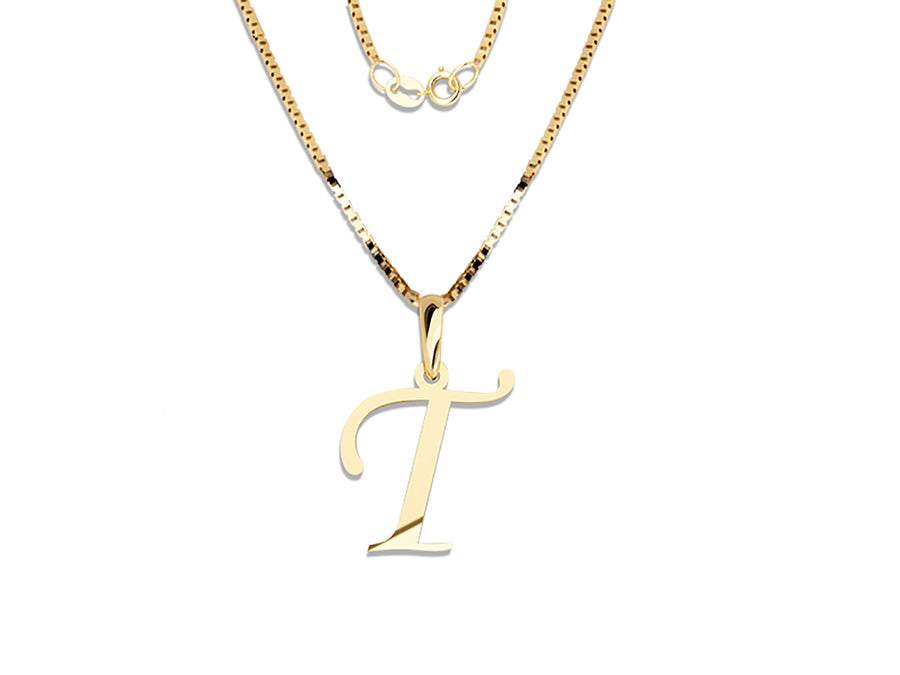 COLGANTE DE INICIAL EN CADENA DE ORO DE 14K