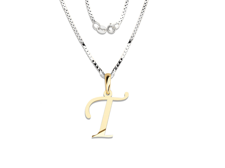 COLGANTE DE INICIAL EN CADENA DE ORO DE 14K