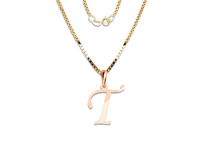COLGANTE DE INICIAL EN CADENA DE ORO DE 14K