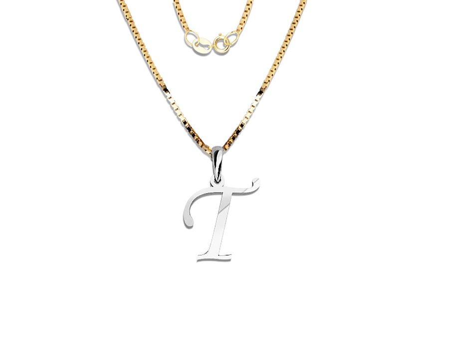 COLGANTE DE INICIAL EN CADENA DE ORO DE 14K