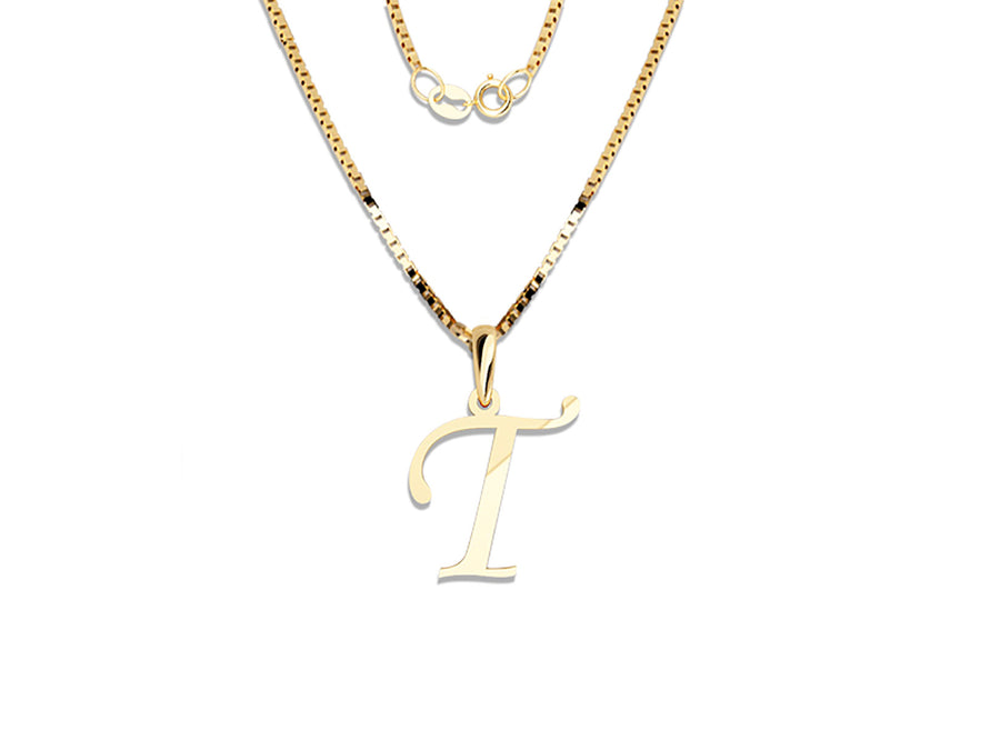 COLGANTE DE INICIAL EN CADENA DE ORO DE 14K