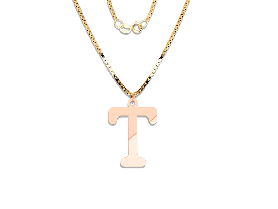 COLGANTE DE INICIAL EN CADENA DE ORO DE 14K