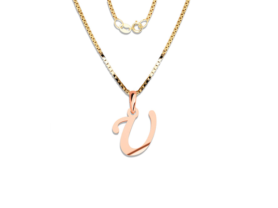 COLGANTE DE INICIAL EN CADENA DE ORO DE 14K