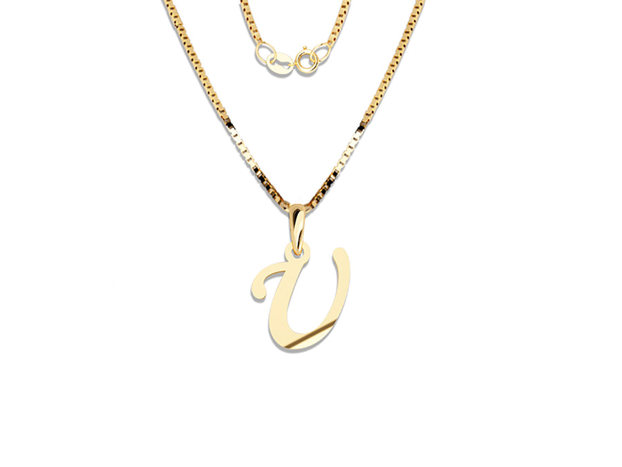 COLGANTE DE INICIAL EN CADENA DE ORO DE 14K