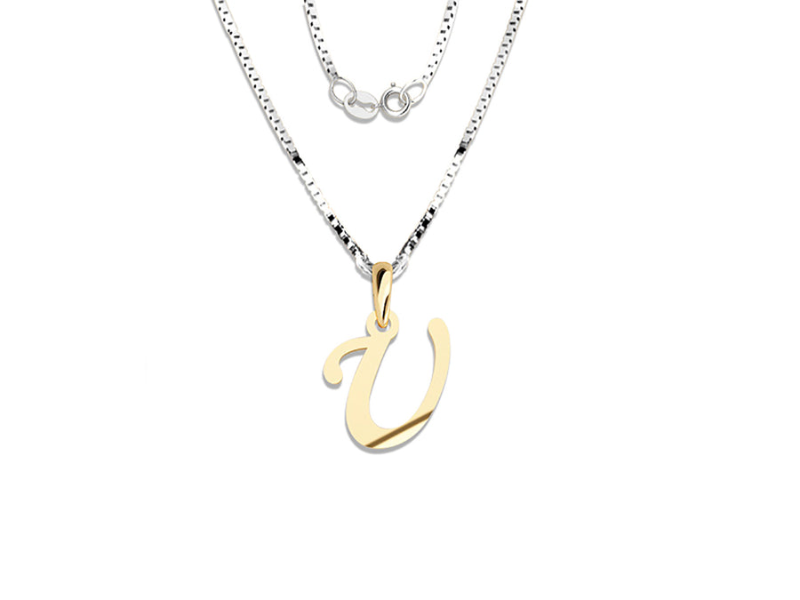 COLGANTE DE INICIAL EN CADENA DE ORO DE 14K