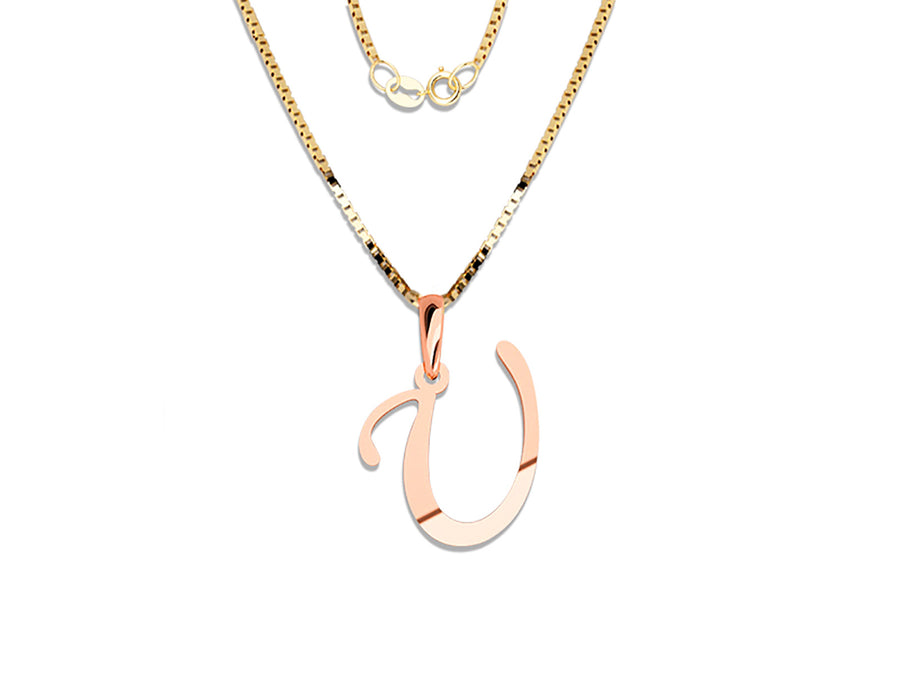 COLGANTE DE INICIAL EN CADENA DE ORO DE 14K