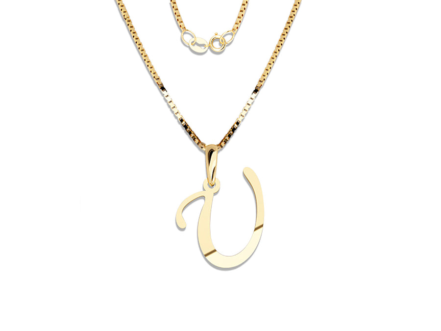 COLGANTE DE INICIAL EN CADENA DE ORO DE 14K