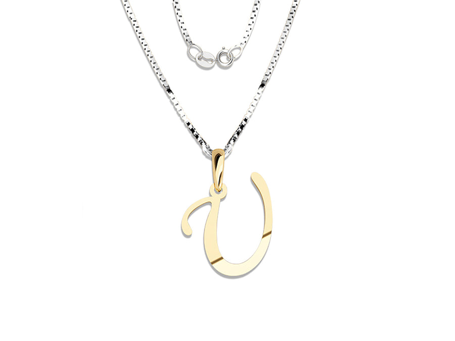 COLGANTE DE INICIAL EN CADENA DE ORO DE 14K