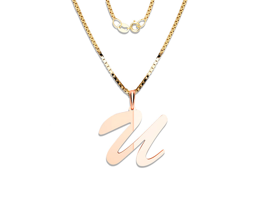 COLGANTE DE INICIAL EN CADENA DE ORO DE 14K