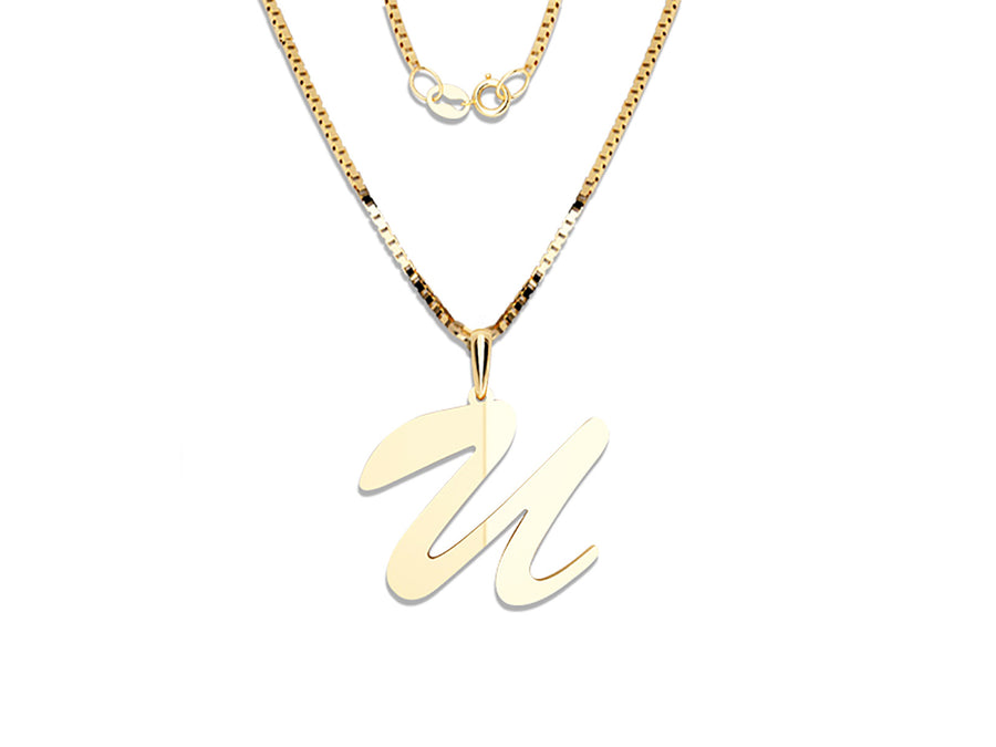 COLGANTE DE INICIAL EN CADENA DE ORO DE 14K
