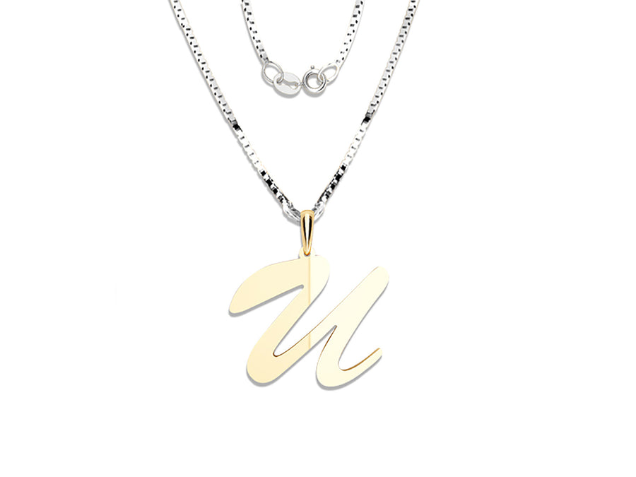 COLGANTE DE INICIAL EN CADENA DE ORO DE 14K