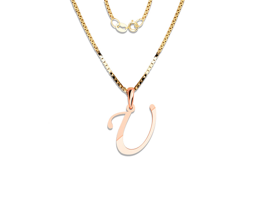 COLGANTE DE INICIAL EN CADENA DE ORO DE 14K