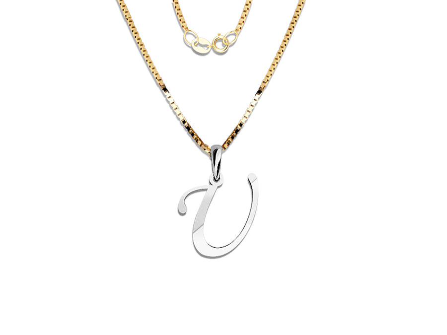 COLGANTE DE INICIAL EN CADENA DE ORO DE 14K