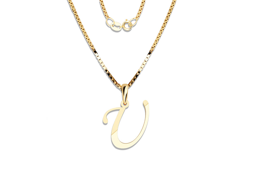 COLGANTE DE INICIAL EN CADENA DE ORO DE 14K