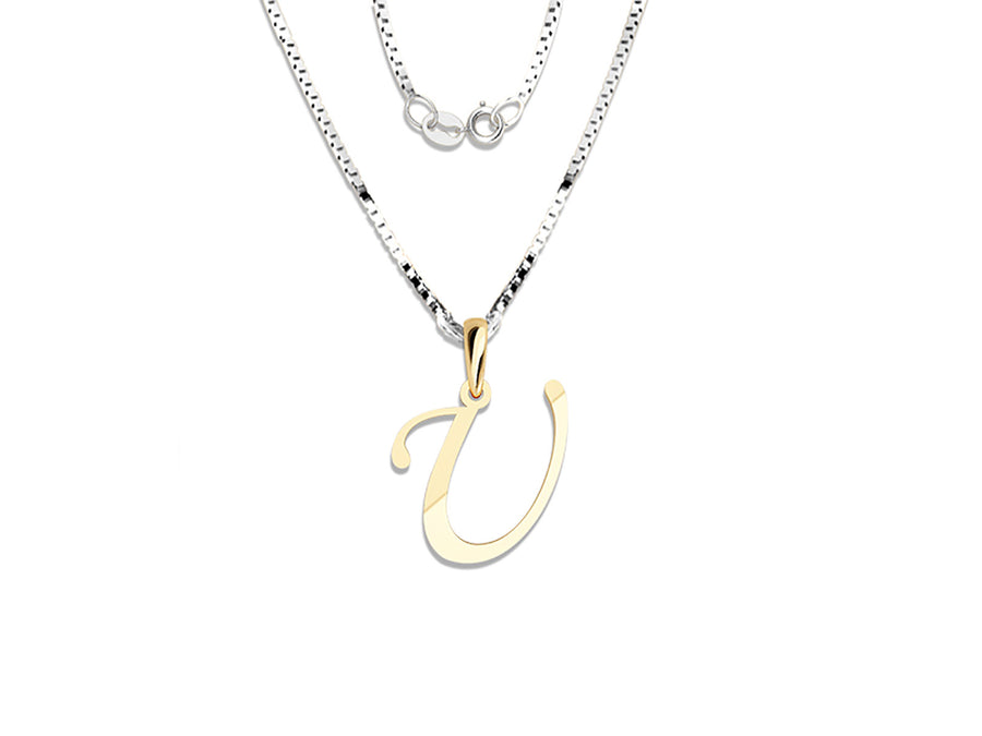COLGANTE DE INICIAL EN CADENA DE ORO DE 14K