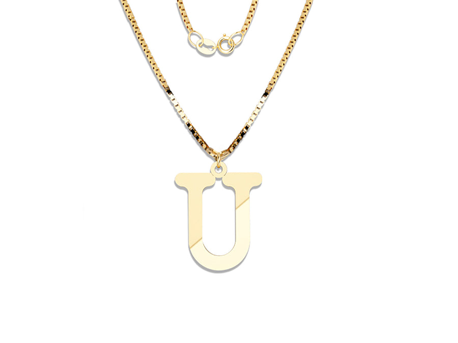 COLGANTE DE INICIAL EN CADENA DE ORO DE 14K