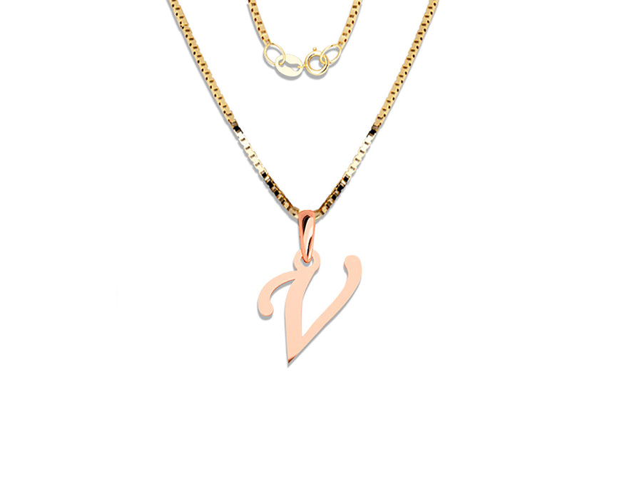 COLGANTE DE INICIAL EN CADENA DE ORO DE 14K