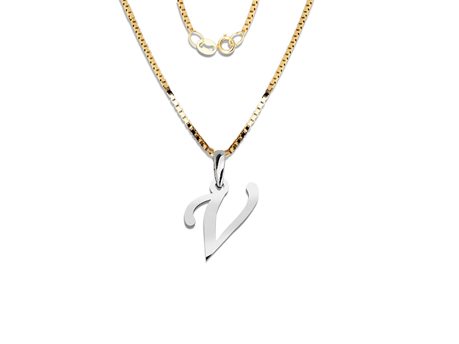 COLGANTE DE INICIAL EN CADENA DE ORO DE 14K