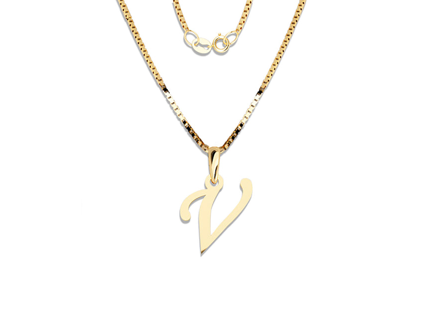 COLGANTE DE INICIAL EN CADENA DE ORO DE 14K