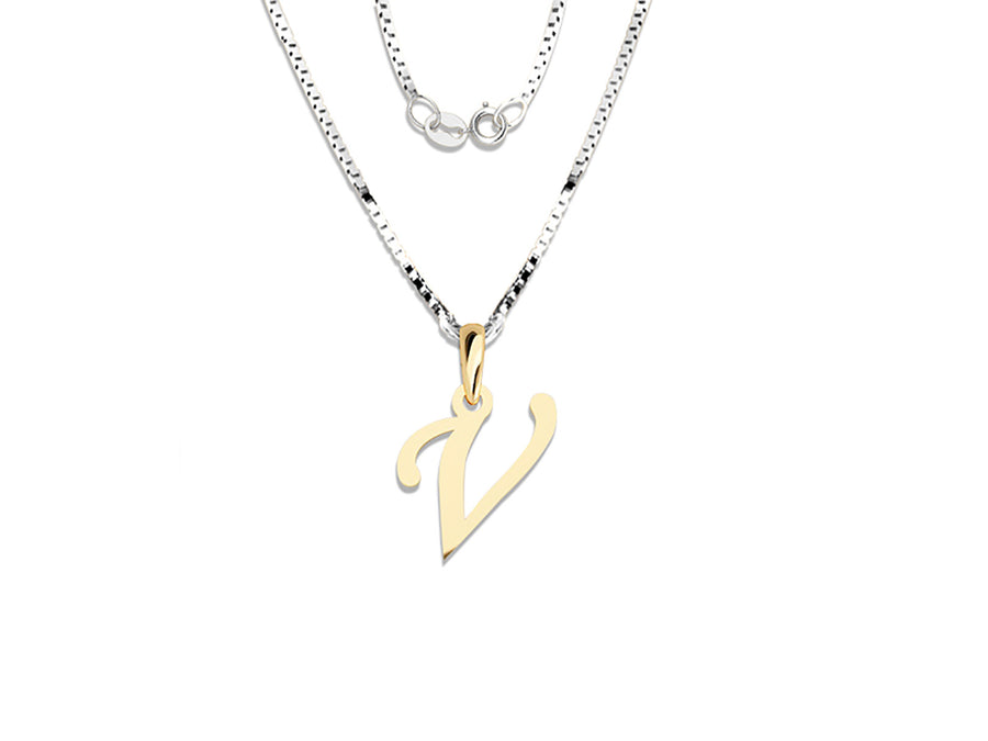 COLGANTE DE INICIAL EN CADENA DE ORO DE 14K