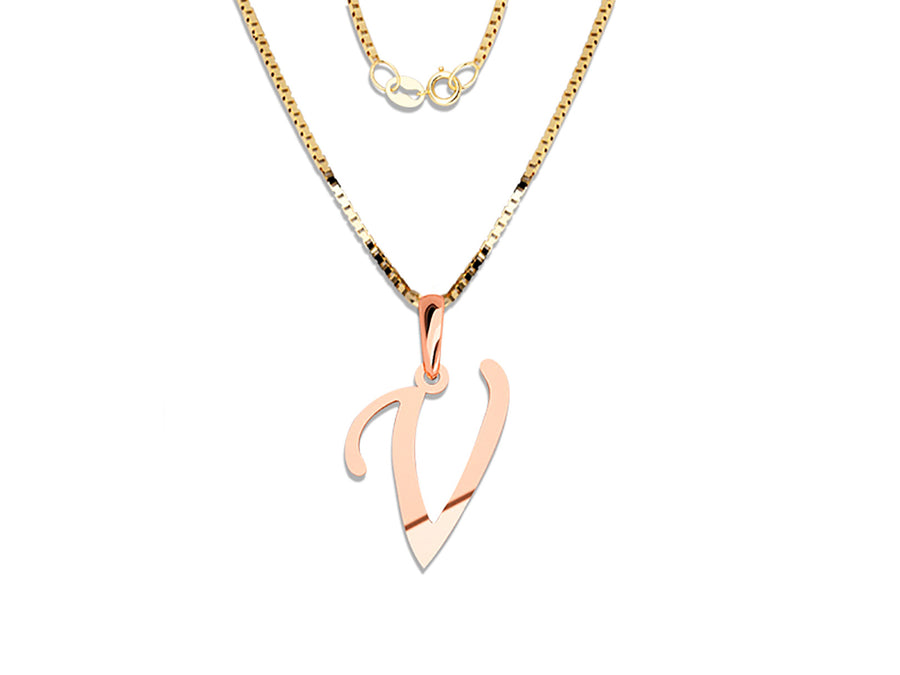 COLGANTE DE INICIAL EN CADENA DE ORO DE 14K
