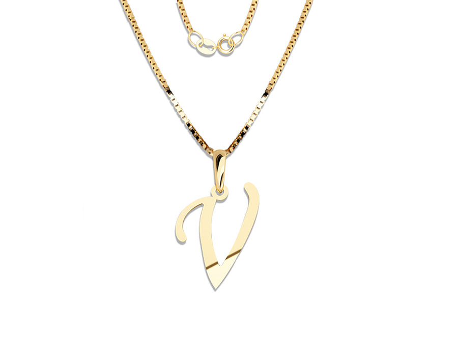 COLGANTE DE INICIAL EN CADENA DE ORO DE 14K