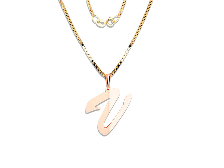 COLGANTE DE INICIAL EN CADENA DE ORO DE 14K