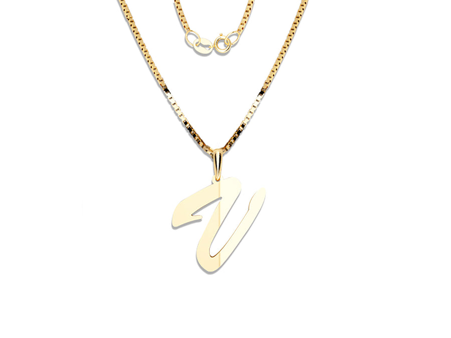 COLGANTE DE INICIAL EN CADENA DE ORO DE 14K