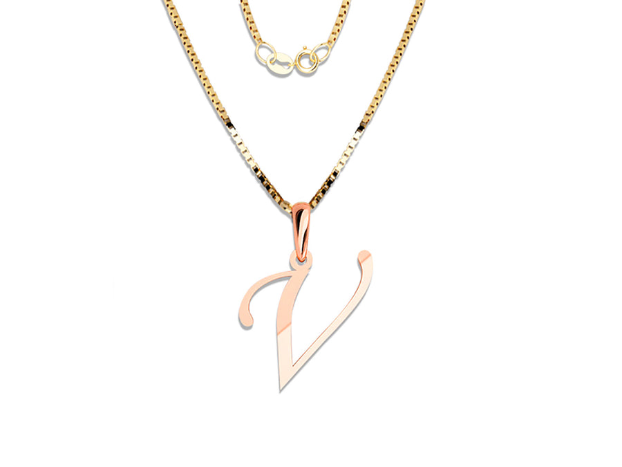 COLGANTE DE INICIAL EN CADENA DE ORO DE 14K